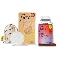 Flex Reusable Disc - Reusable Menstrual Disc + PMS Eraser - Natural Gummies to Help with PMS Symptoms (Bundle)