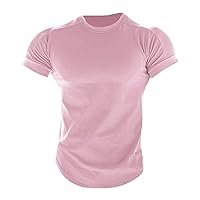 Men's Muscle T Shirts Stretch Short Sleeve Fashion Bodybuilding Workout Shirts Lightweight Casual Slim Fit Tee Shirts