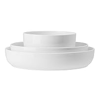 Mikasa Austyn Grey 9 Piece Dinnerware Bowl Set, Service for 3, White