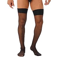 Men's Adult 30D Glossy Thigh High Socks Over the Knee Long Socks Stockings Mesh Tights
