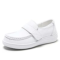 Nursing Shoes,Non Slip Shoes for Women Restaurant,Comfortable Slip on Flat Shoes,Loafers & Slip-On, White She