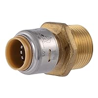 SharkBite Max 1/2 Inch x 3/4 Inch MNPT Reducing Adapter, Push to Connect Brass Plumbing Fitting, PEX Pipe, Copper, CPVC, PE-RT, HDPE, UR116A