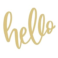 Word Hello Cutout Unfinished Wood Hi Hey Everyday Door Hanger MDF Shaped Canvas Style 4 (18