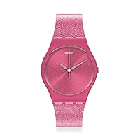 Swatch SO28P101 Magi Pink Analogue Quartz Watch with Silicone Strap Diameter 34 mm, Bracelet