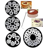 38 Coffee Decorating Stencils, Magnoloran Coffee Art Stencils Barista Template for All Kinds of Mousse, Cup Cake, Birthday Cake, Coffee + 1 Piece Coffee Latte Art Pen