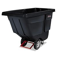 Rubbermaid Commercial Products Tilt Dump Truck, 850 lbs 1 Cubic Yard Heavy Load Capacity with Wheels, Trash Recycling Cart, Black