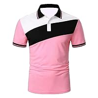 Men Summer Short Sleeve Spell Shirt, Slim Fit Sport Golf