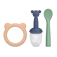 Baby Food Fruit Feeder, Silicone Baby Spoons Self Feeding 6 Months, Teething Toys for Babies 6-12 Months, Baby Feeding Supplies Toddler Utensil Teething Pacifier (Dark Blue Green Sand)