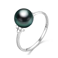 GOWE Proposal Ring 18K Gold Pearl Jewelry Ring With Black Tahitian Pearl