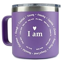 Christian Gifts for Women Faith - Purple Mug Tumbler 14 Ounce Uplifting Catholic Gifts Women, Christian Women Gifts, Religious Gifts for Women, Faith Based Gifts for Women - Empower with Every Sip