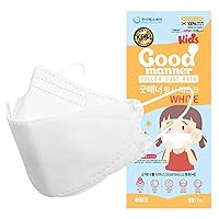 KF94 Kids Disposable Face Mask, 100 Pack White, Breathable Mask with Quadruple Filtration System and Skin-Friendly Inner Layer, Soft Ear Band for 4Y-12Y Boys and Girls - Good Manner