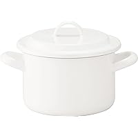 Daily Tools YN-W14 Nodahoro Two-Handled Pot, Casserole with Lid, Induction Compatible, Made in Japan, White, 5.5 inches (14 cm)