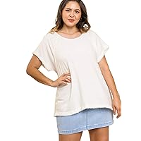 Umgee Women's Pintuck High Low Fringed Top