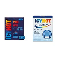 Icy Hot Pro No-Mess Pain Relief Patches with Menthol & Camphor, 5 Ct. and Icy Hot Extra Strength Medicated Patch for Back & Large Areas, 3 Count Bundle