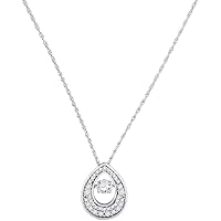 The Diamond Deal 10kt White Gold Womens Round Diamond Moving Twinkle Solitaire Teardrop Pendant 1/2 Cttw