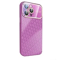 Case for iPhone 15 Pro Max/15 Pro/15, Ultra Thin Carbon Fiber Texture Phone Case Full Coverage Lens Protective Anti-Fingerprint Cover (15 Pro Max,Pink)
