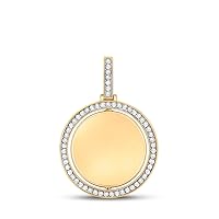 10K Yellow Gold Mens Diamond Picture Memory Necklace Pendant 1-3/8 Ctw.