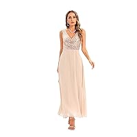 Women's Summer Sundresses Glitter Sequin Sequin Stripe V-Neck Embroidery Bridesmaid Dress V Neck Evening Prom Dresses