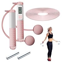 Jump Ropes for Fitness Ropeless Digital Skipping Rope with Counter Calorie Cordless Skipping Rope for Kid Adult Pink