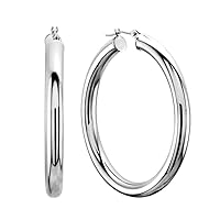 14k REAL Yellow or White Gold 4MM Thickness Classic Polished Round Tube Hoop Earrings with Snap Post Closure For Women in Many Sizes and Gauges