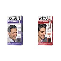 Just For Men Touch of Gray, Mens Hair Color Kit with Comb Applicator & Easy Comb-In Color Mens Hair Dye, Easy No Mix Application with Comb Applicator - Real Black, A-55, Pack of 1