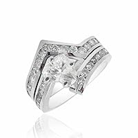 3.75ct GIA Heart & Round Cut Diamond Three Stone Bridal Set in Platinum
