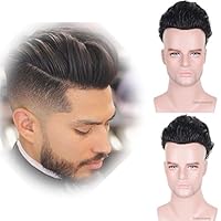 Human Hair Replacement System Thin Skin Men's Toupee 8x10 Inch (Color 1B)