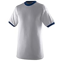 Augusta Sportswear Youth Ringer T-Shirt, Medium, Athletic HTHR/Navy