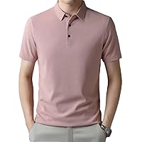 Men's Casual Short Sleeve Polo Shirt Solid Lapel Buttons Business Casual Tops pnnrk XXL