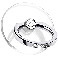 Transparent Phone Ring Holder Grip - EI Sonador Clear Cell Phone Ring Stand Holder Finger Grip Kickstand 360° Rotation, Compatible with Most of Phones, Tablets and Case (2 Silver Diamond)