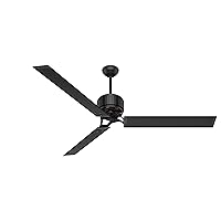 Hunter Fan Company, 59136, 72 inch HFC Matte Black Indoor / Outdoor Ceiling Fan and Wall Control, Brass