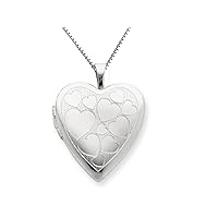Sterling Silver 20mm with Floating Hearts Heart Locket Necklace Chain Included