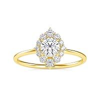 Certified Solitaire Diamond Ring Studded With 0.18 Ct IJ-SI Natural & 0.47 Ct G-VS2 Round Moissanite Diamond In 14K White/Yellow/Rose Gold Jewelry For Women On Her Engagement Ceremony
