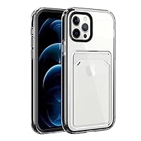 Clear Card Slot Case for iPhone 13 Pro Max, Clear Phone Case iPhone 13 Pro Max with Wallet Card Holder Slim Fit Protective Soft TPU & PC Bumper Wallet Case for iPhone 13 Pro Max Women Black