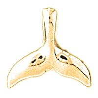 18K Yellow Gold Whale Tale Pendant, Made in USA
