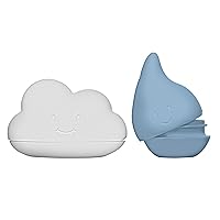 Ubbi Muted Color Cloud and Droplet Silicone Bath Squeeze Toys for Toddlers and Baby, Fun Bath Time Toys, Interactive Bath Toys, Baby Bath Accessory, Set of 2