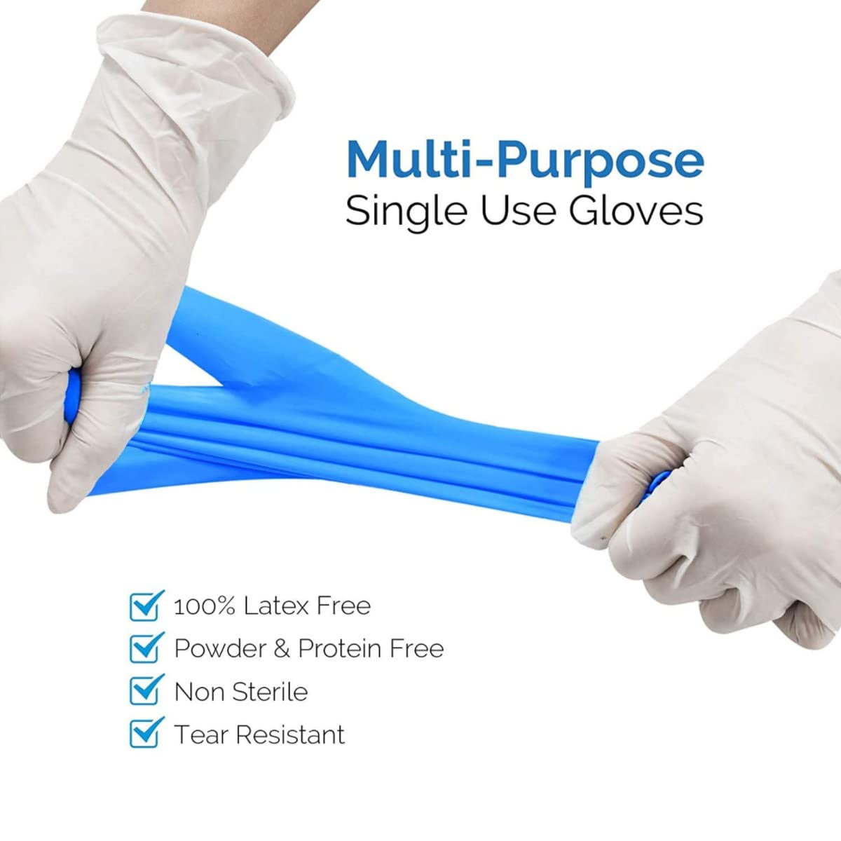 Jointown Basic Medical Synmax Vinyl Exam Gloves - Latex-Free & Powder-Free - Large, BMPF-3003 Blue Box of 100