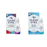 Clear Eyes Cooling Comfort 0.5 Fl Oz Triple Relief 0.5 Fl Oz Eye Drops Bundle