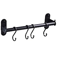 Pot Rack Wall Mounted, 12 inch Kitchen with 4 Hooks, Aluminum Hanging Pot Rack, Rustproof Utensil Rack Wall Mount for Pans and Pots for Kitchen