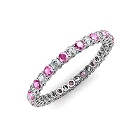 Round Pink Sapphire Diamond 1 7/8 ctw Women Eternity Ring Stackable 14K Gold