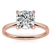 18K Solid Rose Gold Handmade Engagement Ring 1.00 CT Cushion Cut Moissanite Diamond Solitaire Wedding/Bridal Ring for Woman/Her Best Ring