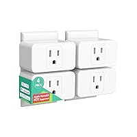 Wi-Fi Smart Plug Mini, 15 Amp & Reliable Wi-Fi Connection, Support Alexa, Google Assistant, Remote Control, Timer, Occupies Only One Socket, 2.4G WiFi Only, 4 Pack