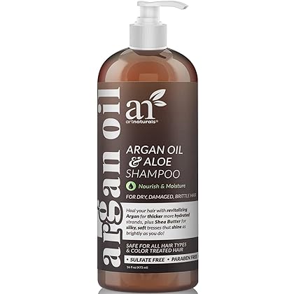 Artnaturals Moroccan Argan Oil Shampoo - (16 Fl Oz / 473ml) - Moisturizing, Volumizing Sulfate Free Shampoo for Women, Men and Teens - Used for Colored and All Hair Types, Anti-Aging Hair Care