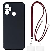 Infinix Smart 6 Plus India Case + Universal Mobile Phone Lanyards, Neck/Crossbody Soft Strap Silicone TPU Cover Bumper Shell for Infinix Smart 6 Plus India (6.82”)