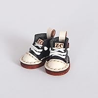 Doll Shoes High Top Handmade Leather Shoes for Ob11,Body9,GSC,Small 1/12bjd Ball Joint Doll Accessories (Black)