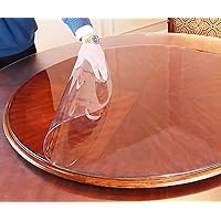 Clear Round Table Cover,Round Plastic Table Protector, Waterproof PVC Tablecloth, Vinyl Circle Table Top Protector Dining Room Table (2.0mm Thick,41 inch Diameter)