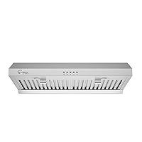 Empava Under Cabinet Ducted Range Hood 30 Inch Kitchen Exhaust Stove Vent with Push Button Control, Dual Sealed Aluminum Motor, Permanent Filters LED Lights in Stainless Steel EMPV-30RH08