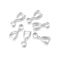 50pcs/lot 6×17mm Pendants Clasps Hook Clips Bails Connectors Copper Charm Clasp Clips Melon Seeds Buckle Bail Beads Supplies for Jewelry Making DIY Crafts (Silver, 6mm*17mm(0.24inch*0.67inch))
