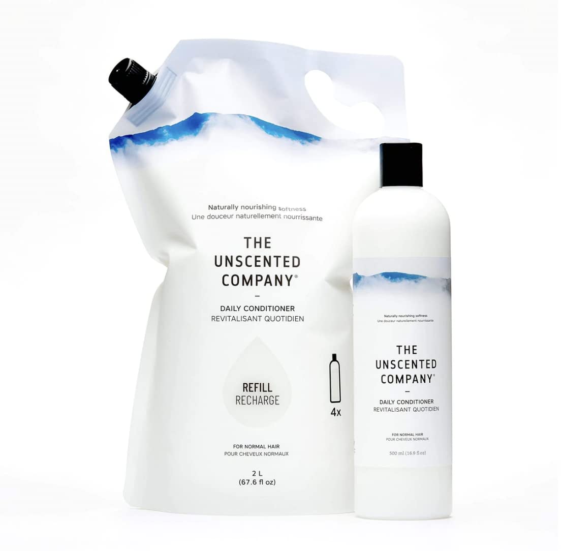 The Unscented Company, Daily Conditioner2 L Refill Pouch, Nourishing and Hydrating, Fragrance Free, Plant- and Mineral-Based, Biodegradable, Unscented Hair Care