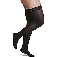 SIGVARIS Women’s Essential Opaque 860 Closed Toe Thigh-Highs w/Grip Top 20-30mmHg - Medium Short - Black